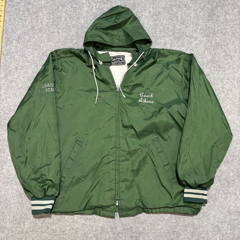 Vintage Park Avenue USA Loyola Lacrosse Coach Jacket Green Men's Large Hooded